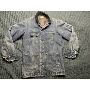 Sears Vintage USA Denim Chore Coat Jean Jacket Men's Large Barn Blanket Lined